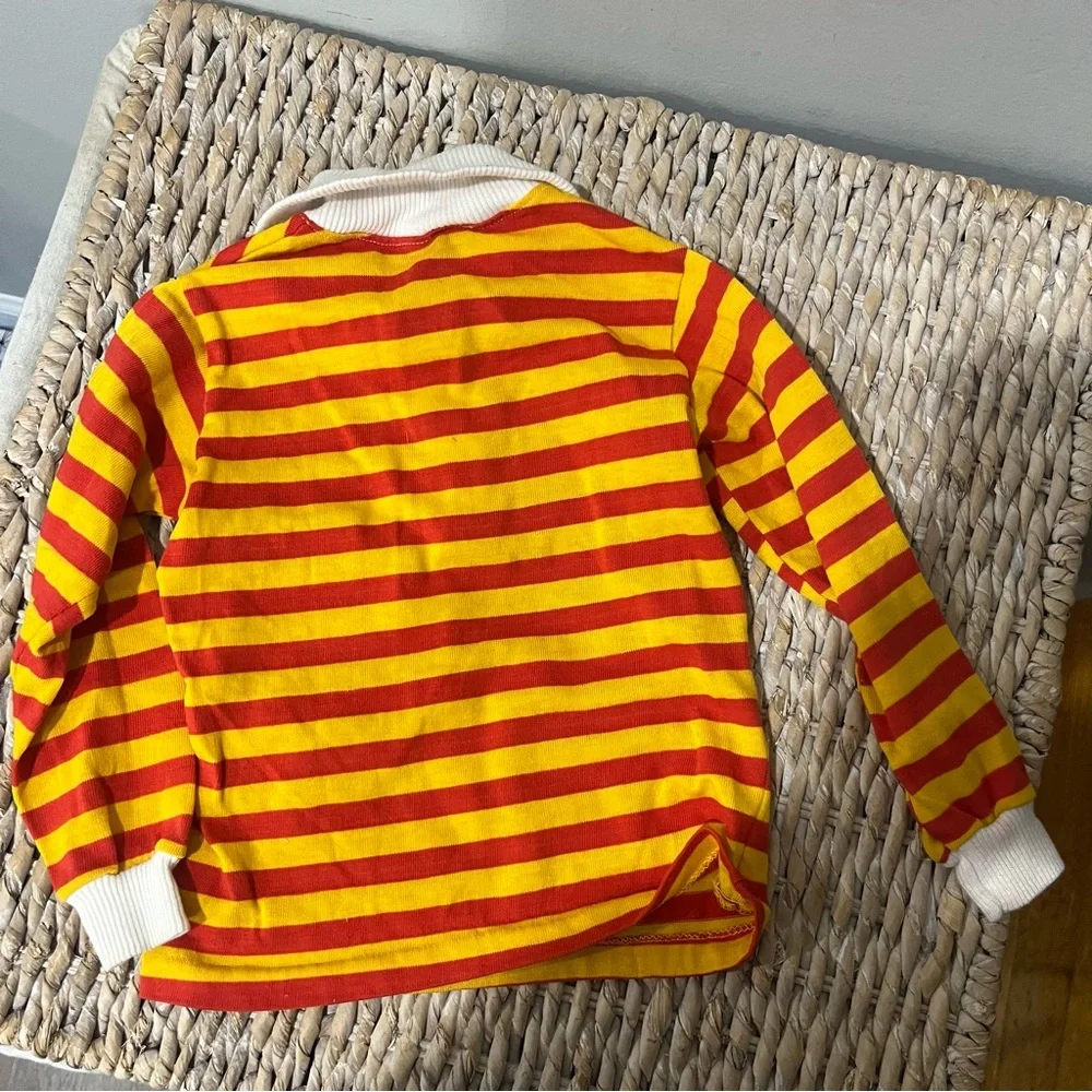 Vintage Carters Long Sleeved striped shirt Size 3T  Zebra Embroidered Yellow Red